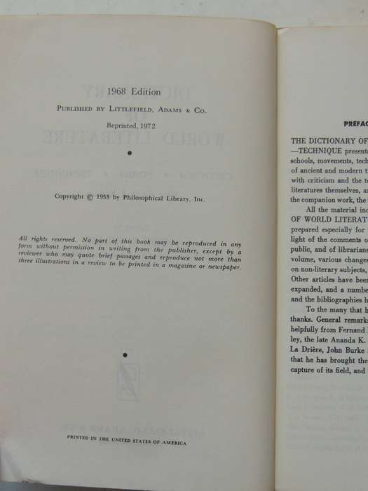 Dictionary Of World Literature - ed Joseph T. Shipley
