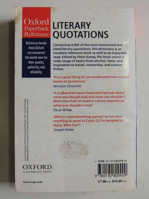 Oxford Dictionary Of Literary Quotations - Peter Kemp