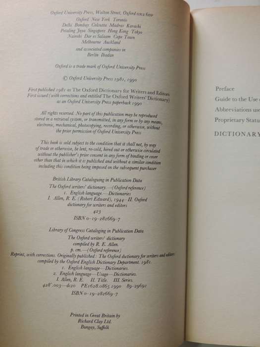 The Oxford Writers' Dictionary - compiled by R.E. Allen