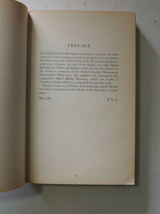 The Oxford Writers' Dictionary - compiled by R.E. Allen