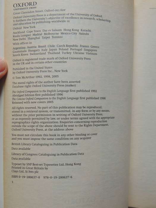 Concise Oxford Companion To The English Language- Tom McArthur