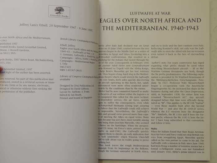 Luftwaffe At War: Eagles Over North Africa And The Mediterranean 1940-1943 - Jeffrey L. Ethell