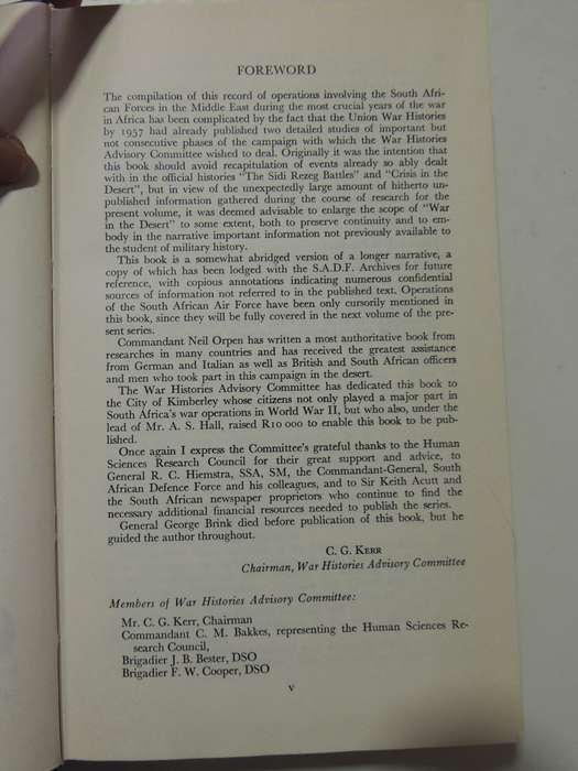 War In The Desert: South African Forces World War II (Volume III) SignedNeil Orpen