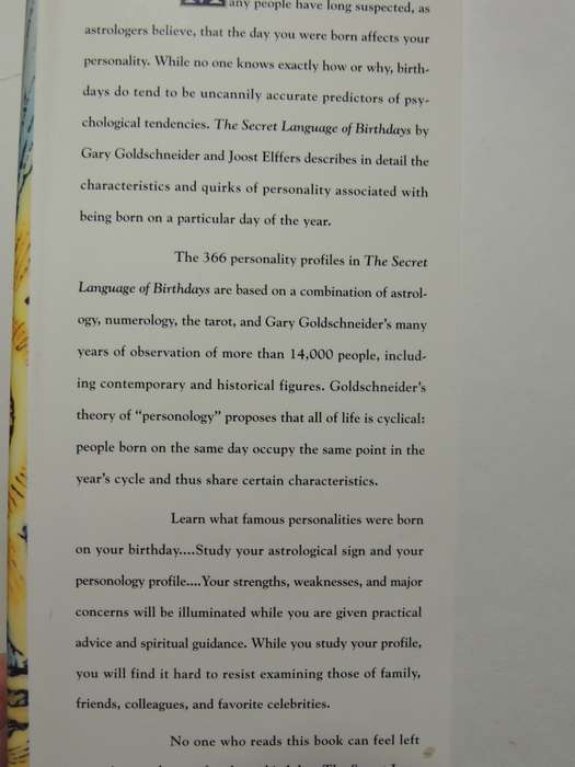 The Secret Language of Birthdays, Personolology Profiles for Each Day of the YearGary Goldschneider