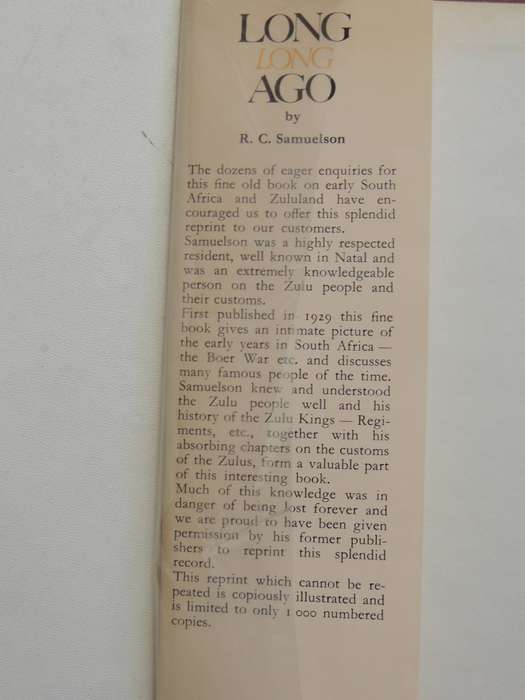 Long Long Ago - R.C. Samuelson   Facsimile Limited Reproduction Of 1929 Edition   847/1000
