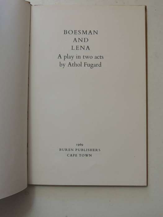 Boesman And Lena - Athol Fugard     (1st Edition 1969)
