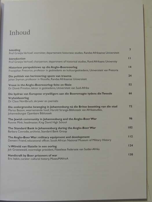 Die Anglo-Boereoorlog: Herdenkingslesings Aan Die Randse Afrikaanse Universiteit, 1999 Very SCARCE