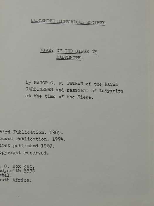 Diary Of The Siege Of Ladysmith 6 Vols: The Ladysmith Historical Society - various