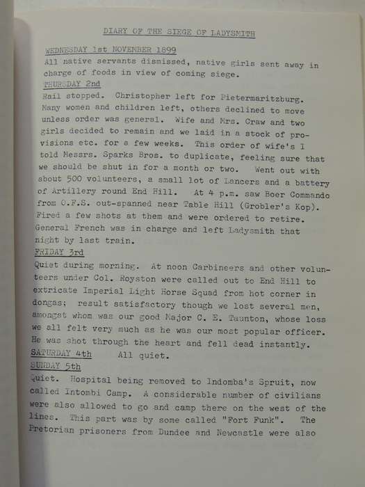 Diary Of The Siege Of Ladysmith 6 Vols: The Ladysmith Historical Society - various