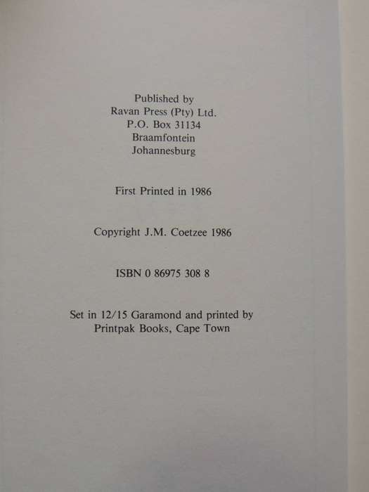 Foe - J.M. Coetzee    (1st Edition 1986)