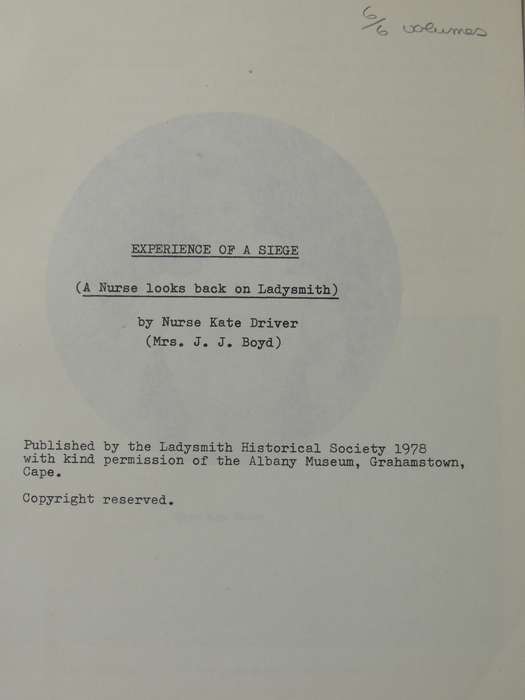 Diary Of The Siege Of Ladysmith 6 Vols: The Ladysmith Historical Society - various