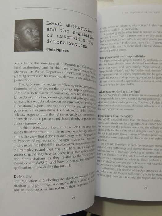 The Right To Dissent: Freedom Of Expression, Assembly And Demonstration In South Africa ed Simon Kim