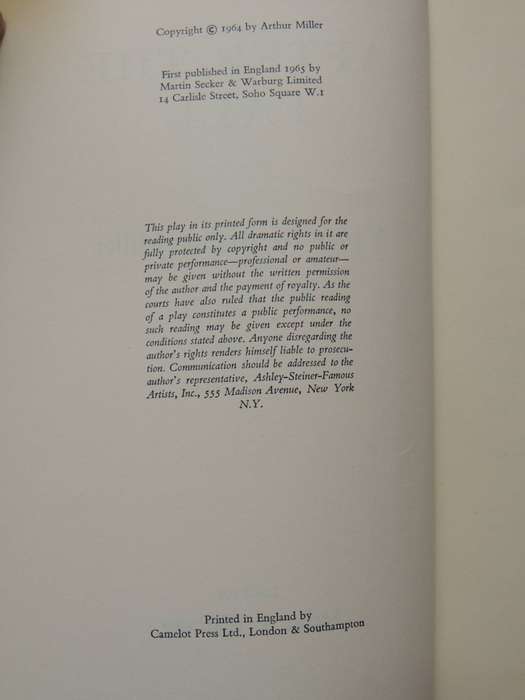 After The Fall  - Arthur Miller  (1st UK Edition)