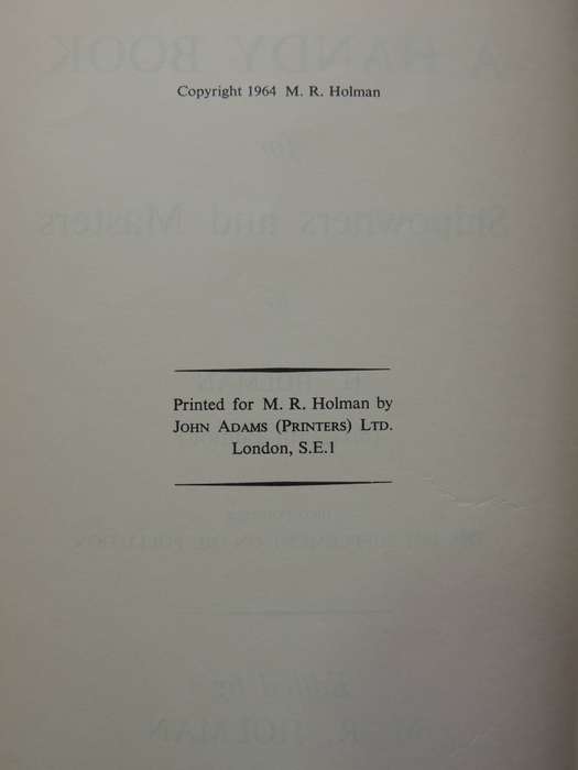 Handy Book For Shipowners & Masters (16th Edition)H. Holman