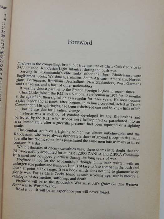 Fireforce - One Man's War In The Rhodesian Light Infantry - 1st Edition (Signed)Chris Cocks