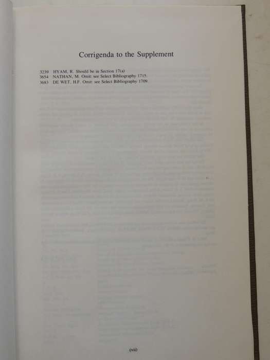Supplement to a Select Bibliography of South African History: A Guide for Historical Researched C.F
