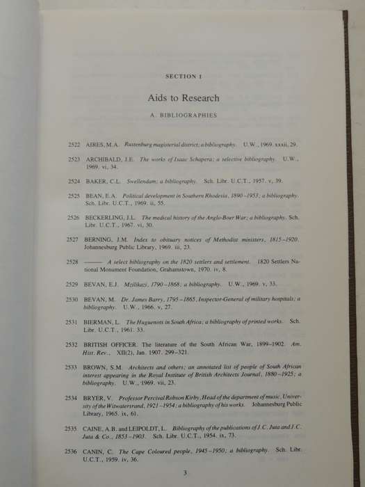 Supplement to a Select Bibliography of South African History: A Guide for Historical Researched C.F
