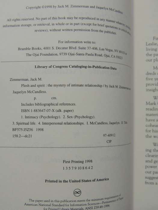 Flesh And Spirit: The Mystery Of Intimate Relationship - Jack Zimmerman & Jaquelyn McCandless