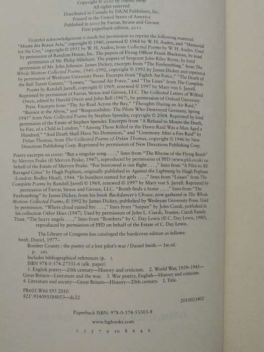 Bomber County: The Poetry Of A Lost Pilot's War - Daniel Swift