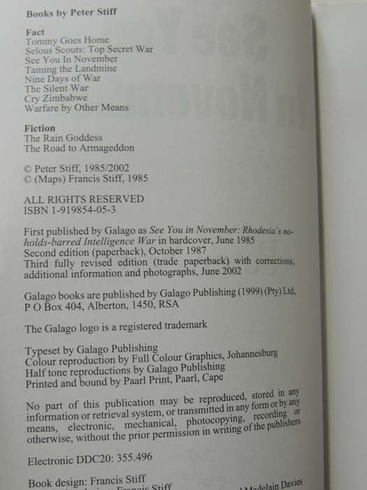 See You In November: The Story Of An SAS Assassin  - Peter Stiff   Revised 3rd Edition