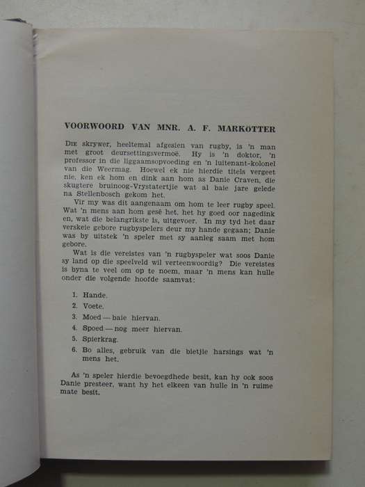 Die Grondbeginsels Van Rugby - Danie Craven   Scarce 1948