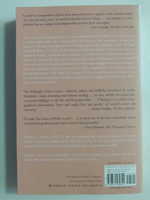 The Letters Of Robert Lowell- ed Saskia Hamilton