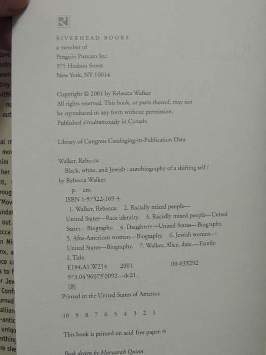 Black White And Jewish: Autobiography Of A Shifting Self - Rebecca Walker