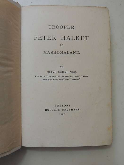 Trooper Peter Halket Of Mashonaland  - Olive Schreiner   (1st Edition 1897)
