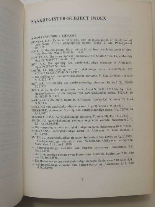 Bronnegids Vir Toponimie En Topologie Source Guide For Toponymy And Topology (Limited Edition 125/25
