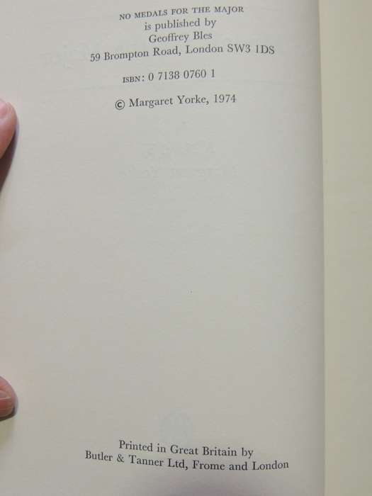 No Medals For The Major - Margaret Yorke  (1st Edition)  1974