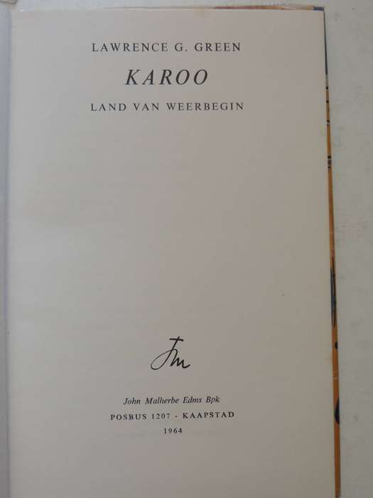 Karoo: Land Van Weerbegin-  Lawrence G Green