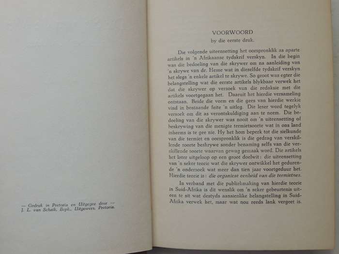 Die Siel Van Die Mier - Eugene N. Marais     Tweede Druk 1938