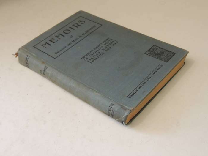 Memoirs Of Senator   -  The Hon. G.G. MunnikCirca  1934