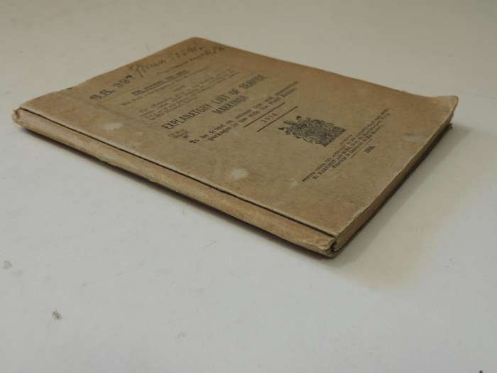 Explanatory List Of Service Markings: To Be Found On Ammunition And Ammunition Packages In Use With