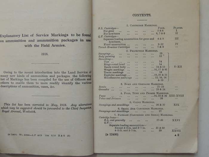 Explanatory List Of Service Markings: To Be Found On Ammunition And Ammunition Packages In Use With
