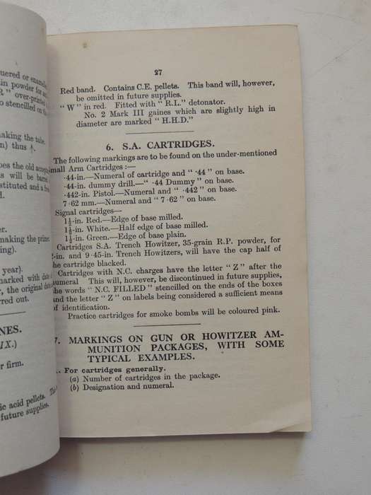 Explanatory List Of Service Markings: To Be Found On Ammunition And Ammunition Packages In Use With