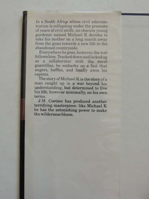 Life & Times Of Michael K  - J.M. Coetzee     1st Edition 1983