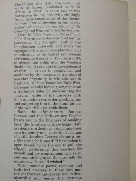 Dusklands - J.M. Coetzee     (1st P/B edition 1982)