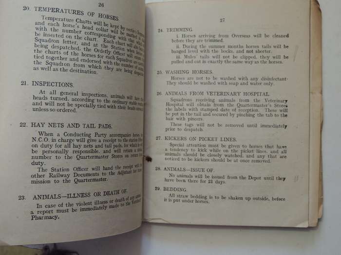 Ormskirk Remount Depot: Standing Orders March 1918