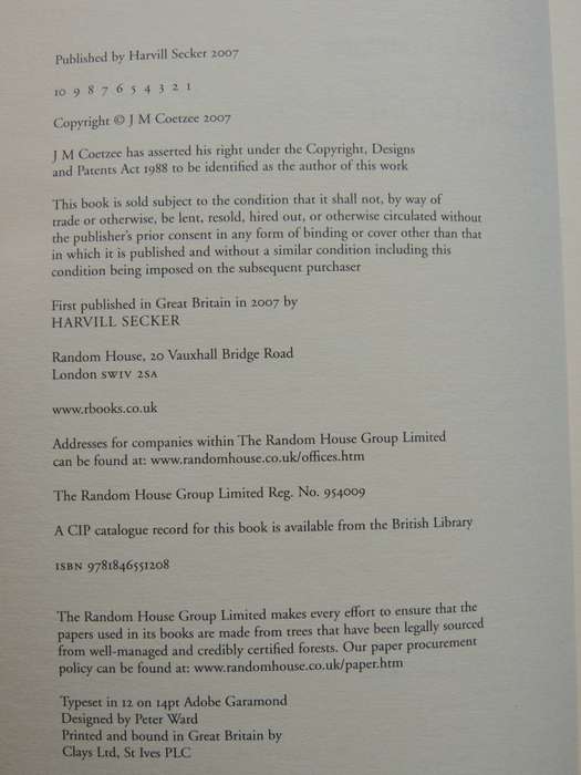 Diary Of A Bad Year  - J.M. Coetzee    (1st Edition 2007)