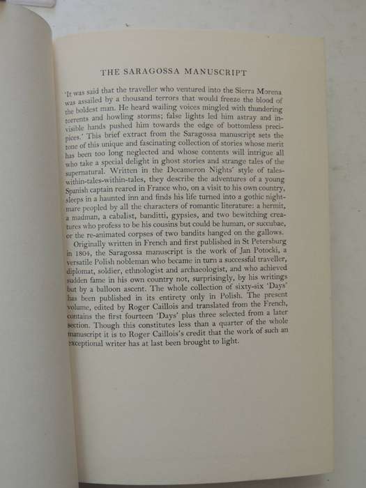 The Saragossa Manuscript: A Collection Of Weird Tales - Count Jan Potocki  1st English Edition 1962