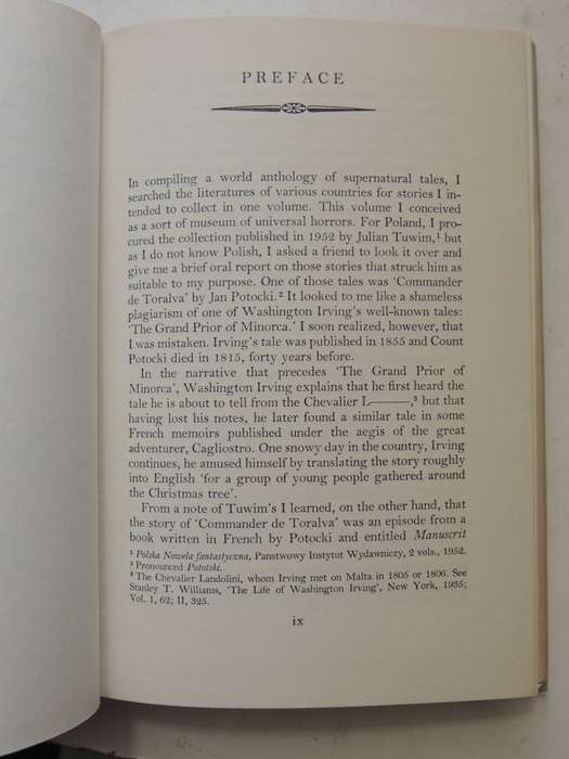 The Saragossa Manuscript: A Collection Of Weird Tales - Count Jan Potocki  1st English Edition 1962