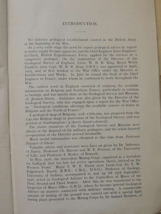 The Work Of RE In The European War 1914-19 Vol 5 Geological Work On The Western Front1922 1st Ed