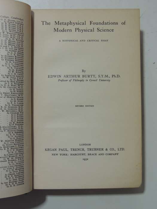 The Metaphysical Foundations of Modern Physical Science - Edwin Arthur Burtt   1932