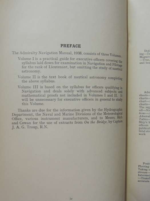 Admiralty Navigation Manual 2 vols (Reprints Vol 1, 1943 Vol 2, 1941)
