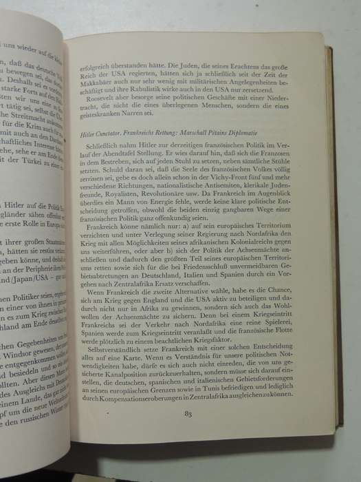 Hitler's Tischgesprache In Fuhrerhauptquartier - Dr. Henry Picker         In German Language