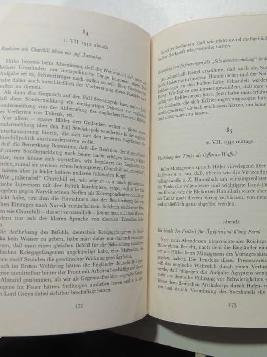 Hitler's Tischgesprache In Fuhrerhauptquartier - Dr. Henry Picker         In German Language