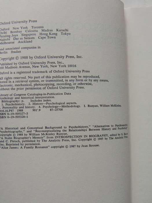 Psychology & Historical Interpretation - ed William McKinley Runyan