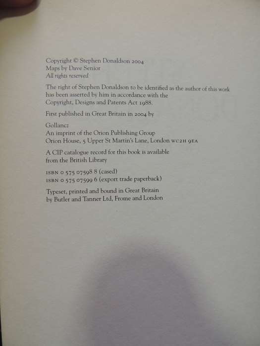 The Runes of the Earth The Last Chronicles of Thomas Covenant - Stephen Donaldson  FIRST EDITION H/C