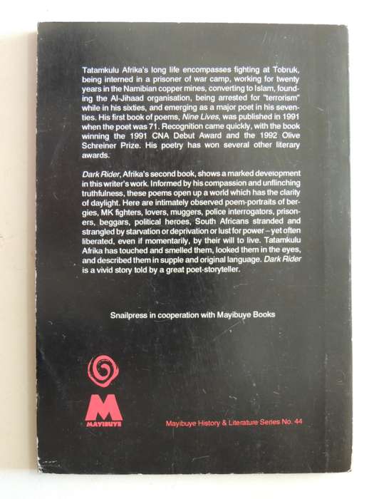 Dark Rider  - Tatamkulu Afrika    Inscribed By Author